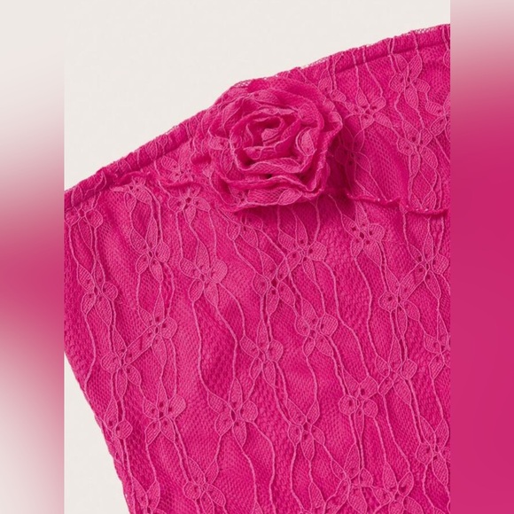 Hot Pink Lace Maxi Dress - Picture 3 of 4